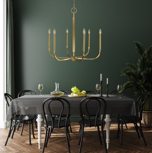 Framburg 5876 BR Manhattan Six Light Chandelier, Brushed Brass Alternate Image A.jpg