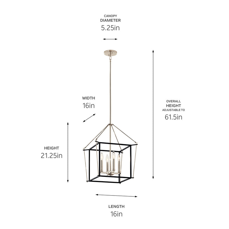 Kichler 52626PN Four Light Foyer Pendant, Polished Nickel (6)