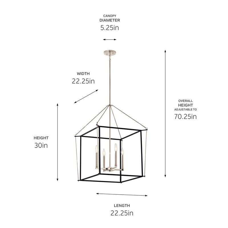 Kichler 52627PN Four Light Foyer Pendant, Polished Nickel (5)