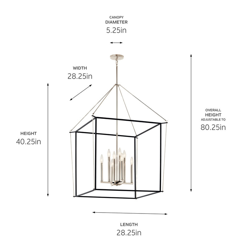 Kichler 52628PN Eight Light Foyer Pendant, Polished Nickel (5)