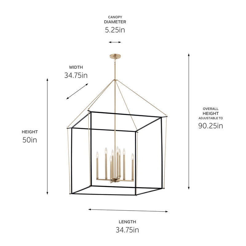 Kichler 52629CPZ Eight Light Foyer Pendant, Champagne Bronze (5)