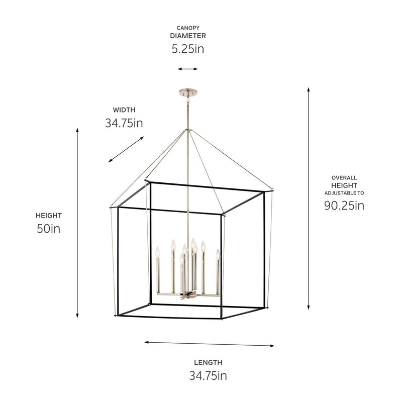 Kichler 52629PN Eight Light Foyer Pendant, Polished Nickel (5)