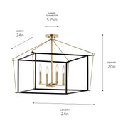 Kichler 52632CPZ Four Light Semi Flush Mount, Champagne Bronze (5)