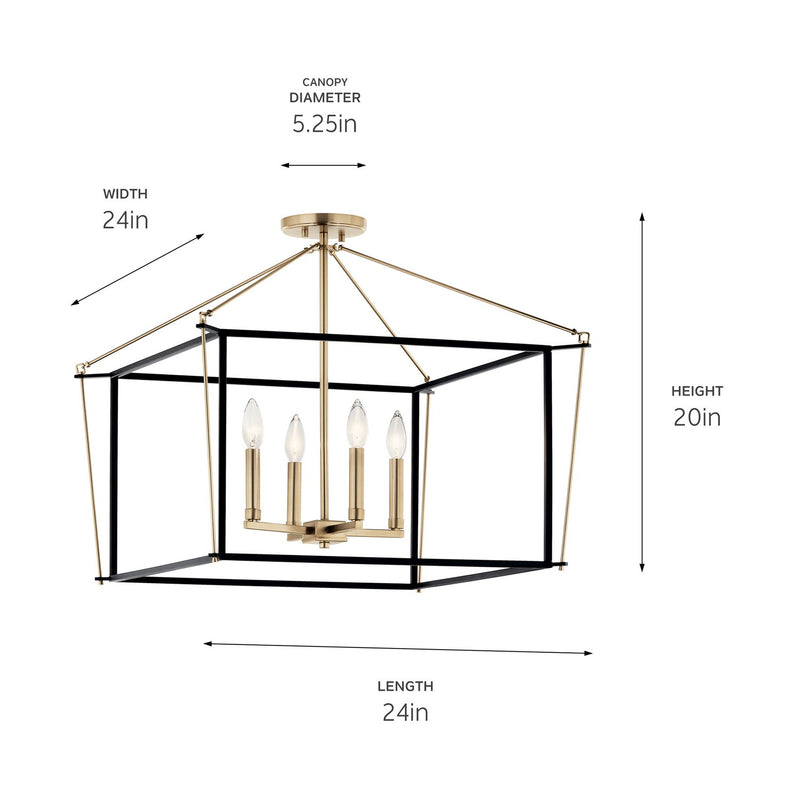 Kichler 52632CPZ Four Light Semi Flush Mount, Champagne Bronze (5)