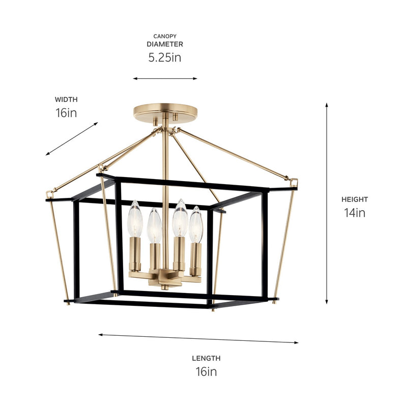 Kichler 52633CPZ Four Light Semi Flush Mount, Champagne Bronze (3)