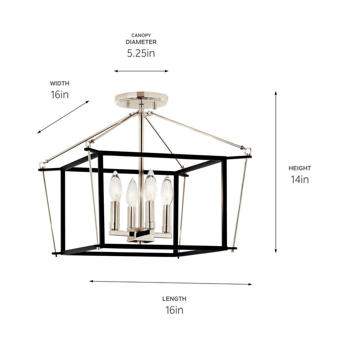 Kichler 52633PN Four Light Semi Flush Mount, Polished Nickel (3)