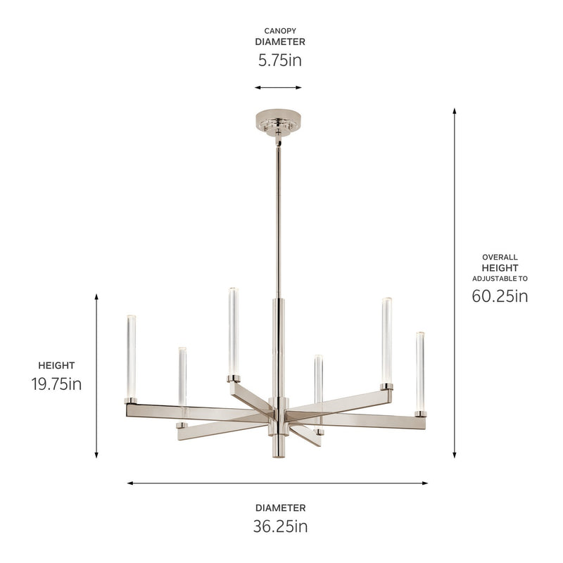 Kichler 52667PN LED Chandelier, Polished Nickel (6)