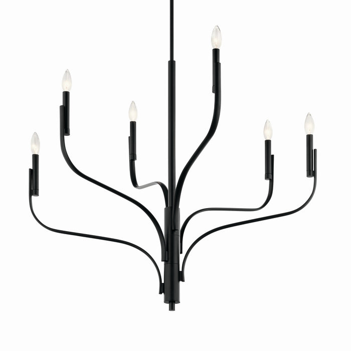 Kichler 52673BK Six Light Chandelier, Black (2)