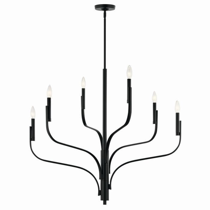 Kichler 52673BK Six Light Chandelier, Black (4)