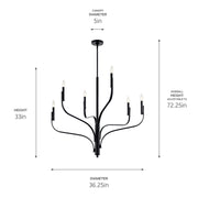 Kichler 52673BK Six Light Chandelier, Black (5)