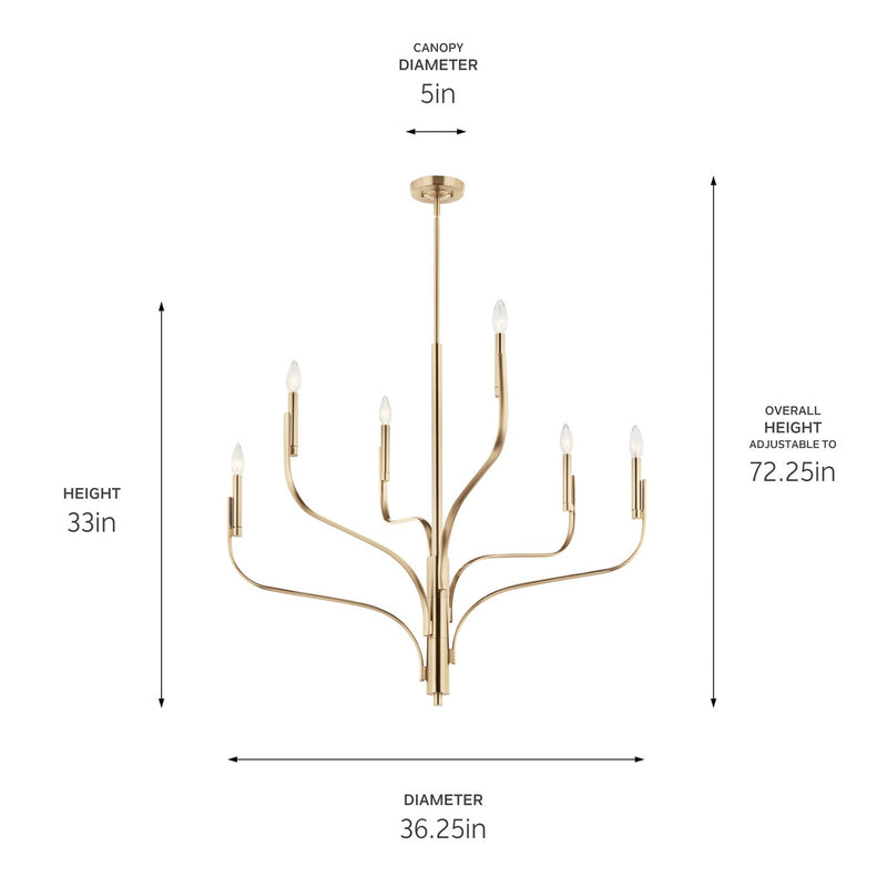Kichler 52673CPZ Six Light Chandelier, Champagne Bronze (6)