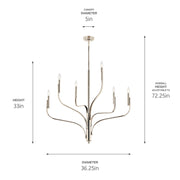 Kichler 52673PN Six Light Chandelier, Polished Nickel (6)