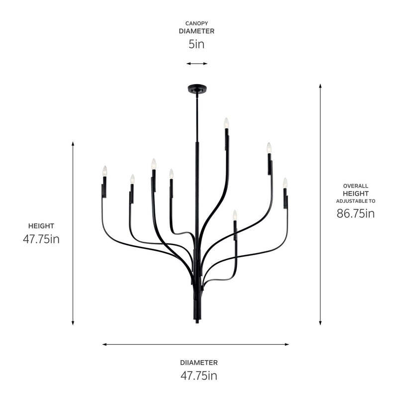 Kichler 52675BK Eight Light Chandelier, Black (6)