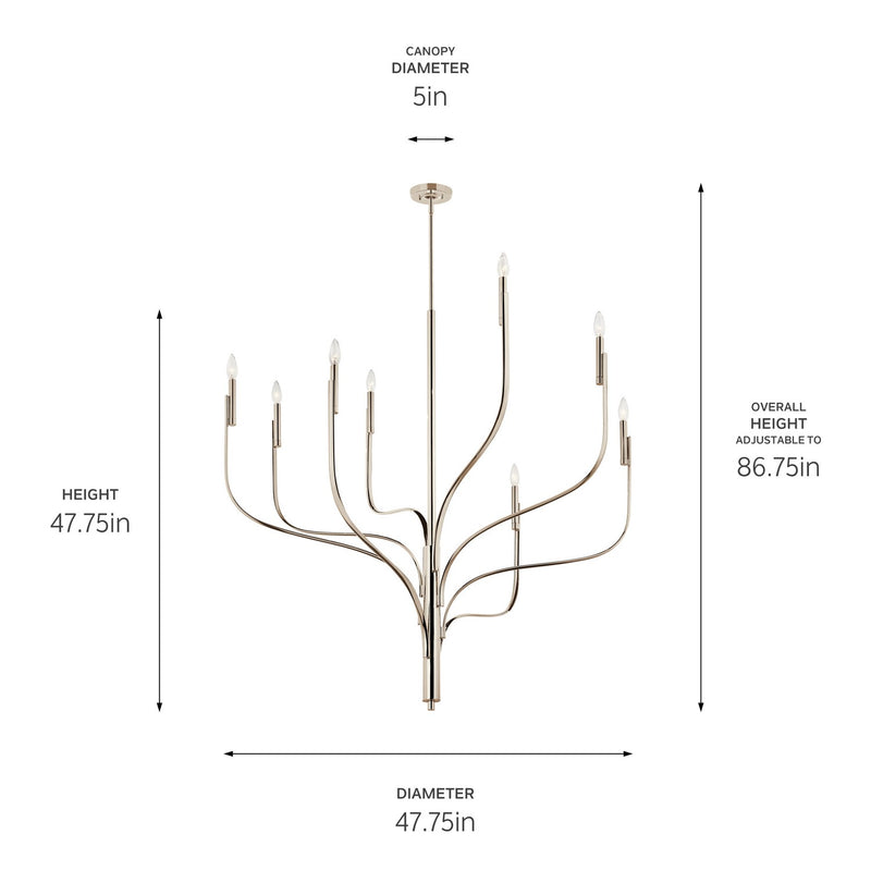 Kichler 52675PN Eight Light Chandelier, Polished Nickel (6)
