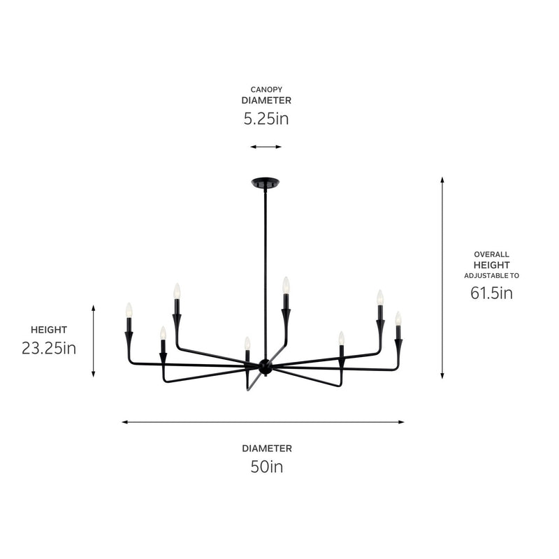 Kichler 52691BK Eight Light Chandelier, Black (5)