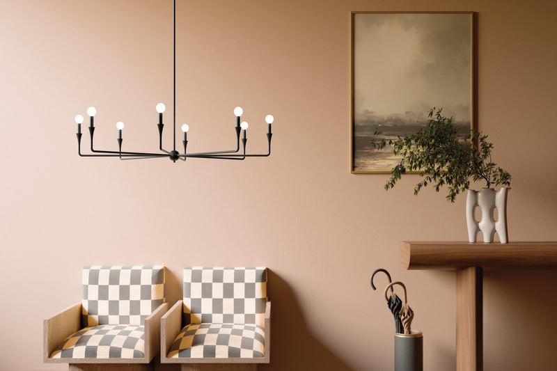 Kichler 52691BK Eight Light Chandelier, Black (6)