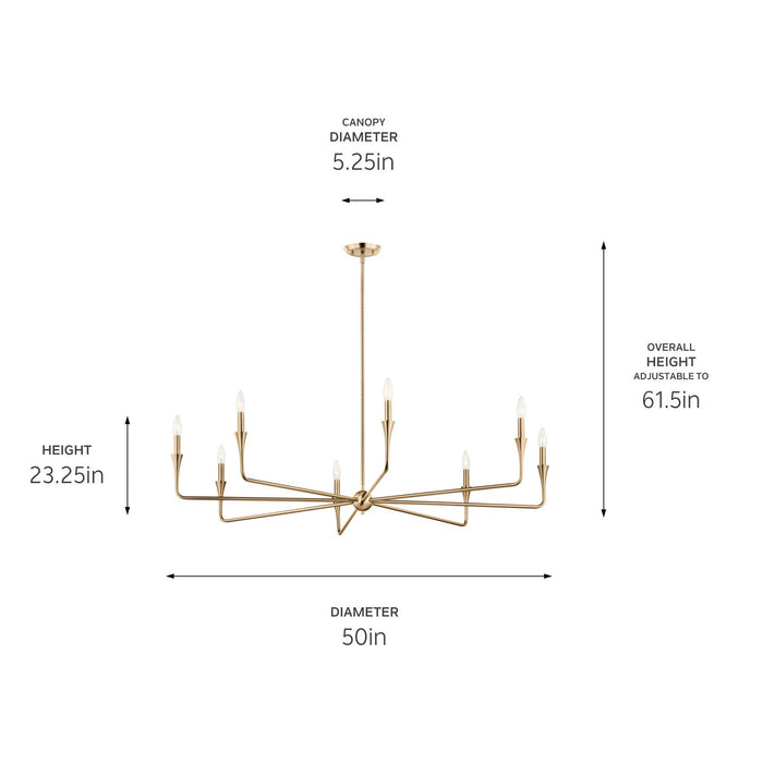 Kichler 52691CPZ Eight Light Chandelier, Champagne Bronze (5)