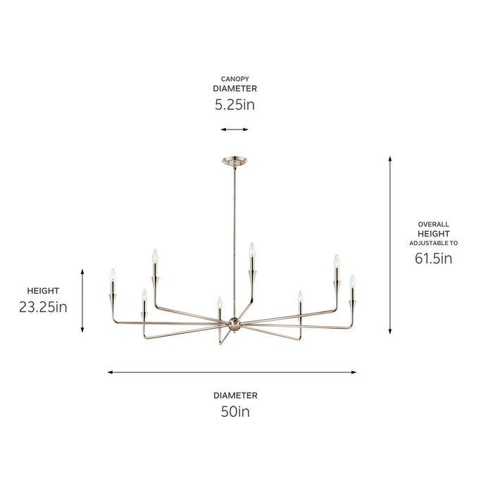 Kichler 52691PN Eight Light Chandelier, Polished Nickel (5)