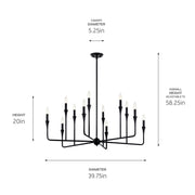 Kichler 52692BK 12 Light Chandelier, Black (5)