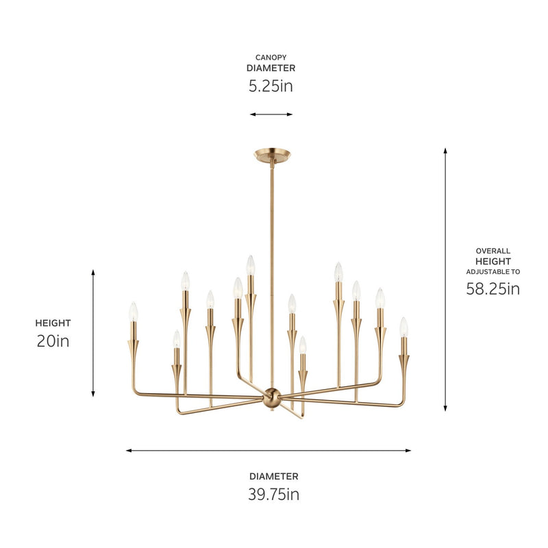 Kichler 52692CPZ 12 Light Chandelier, Champagne Bronze (5)