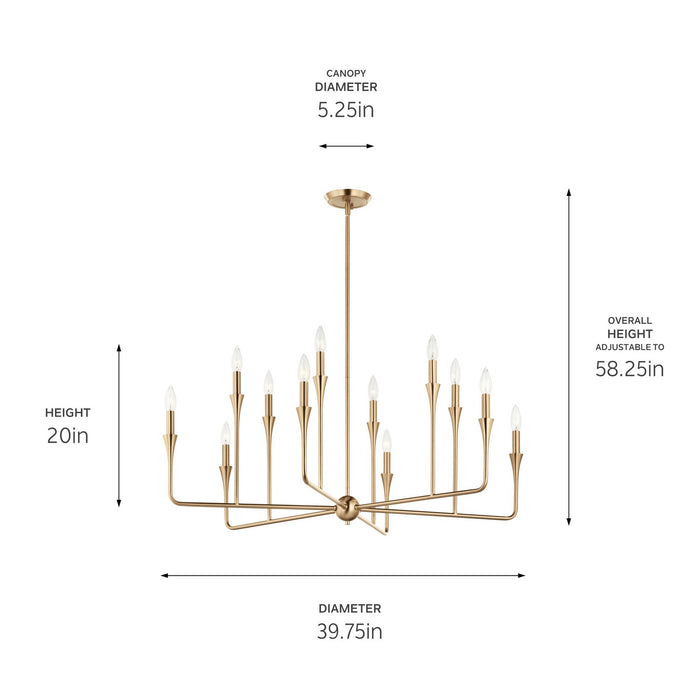 Kichler 52692CPZ 12 Light Chandelier, Champagne Bronze (5)