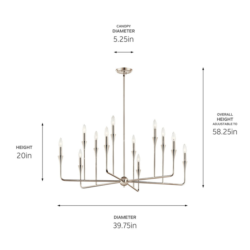 Kichler 52692PN 12 Light Chandelier, Polished Nickel (5)