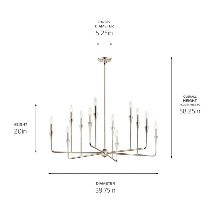 Kichler 52692PN 12 Light Chandelier, Polished Nickel (5)