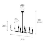 Kichler 52693BK Eight Light Linear Chandelier, Black (5)