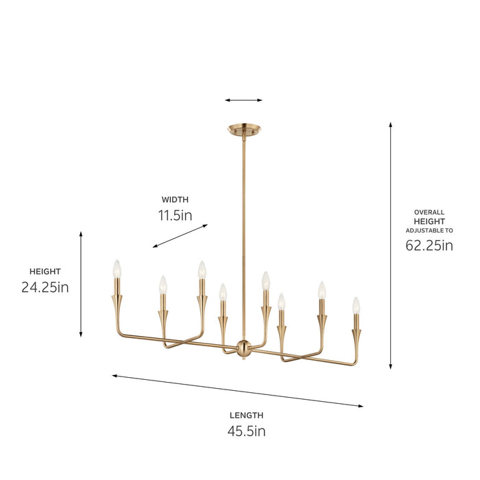 Kichler 52693CPZ Eight Light Linear Chandelier, Champagne Bronze (5)