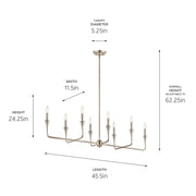 Kichler 52693PN Eight Light Linear Chandelier, Polished Nickel (5)