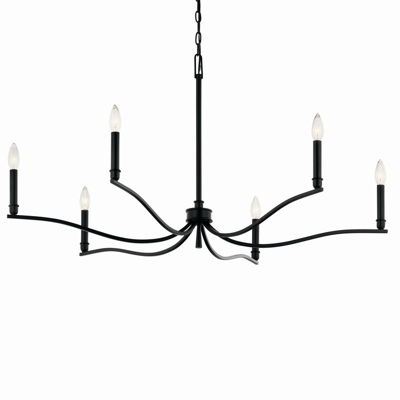 Kichler 52696BK Six Light Chandelier, Black (2)