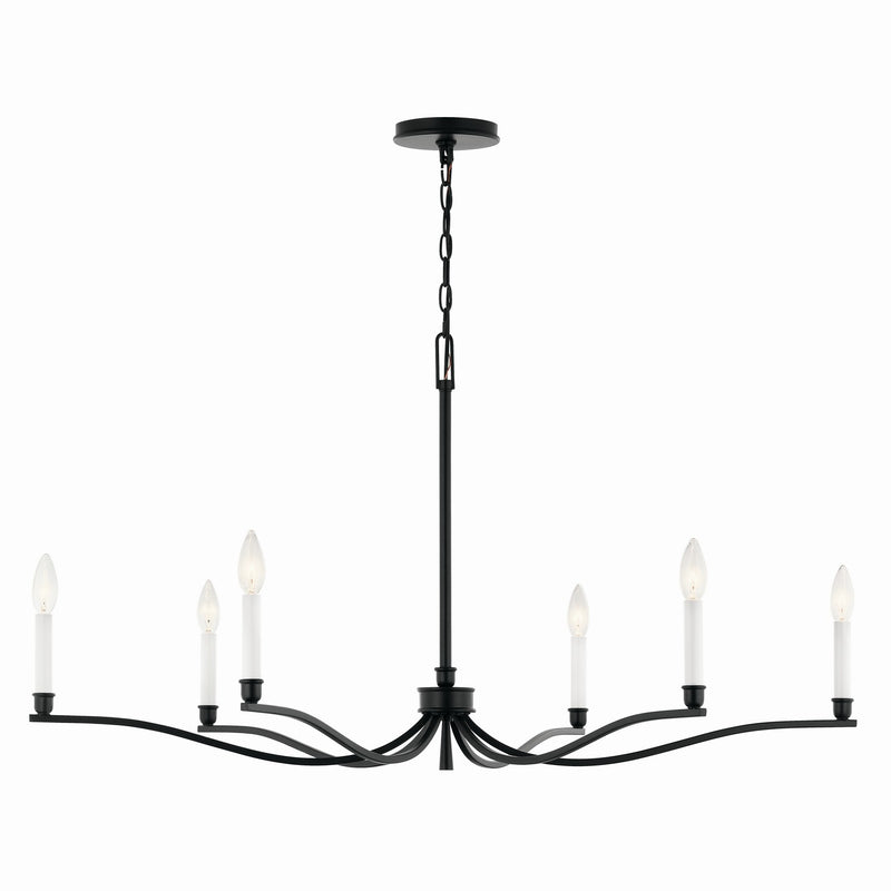Kichler 52696BK Six Light Chandelier, Black (5)