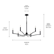 Kichler 52696BK Six Light Chandelier, Black (6)