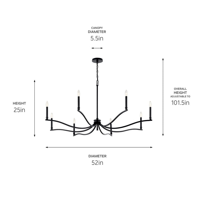 Kichler 52697BK Eight Light Chandelier, Black (6)