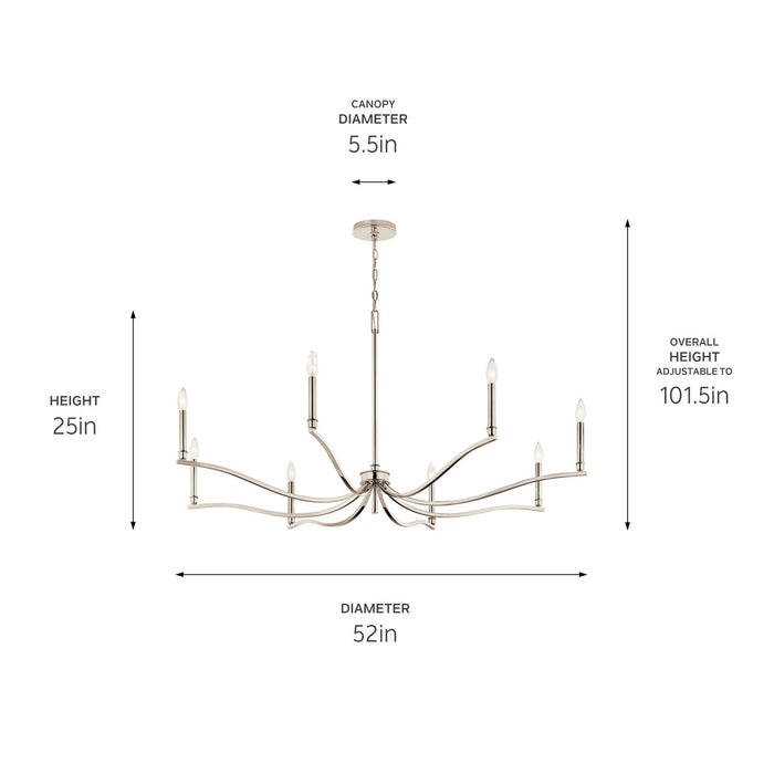 Kichler 52697PN Eight Light Chandelier, Polished Nickel (6)
