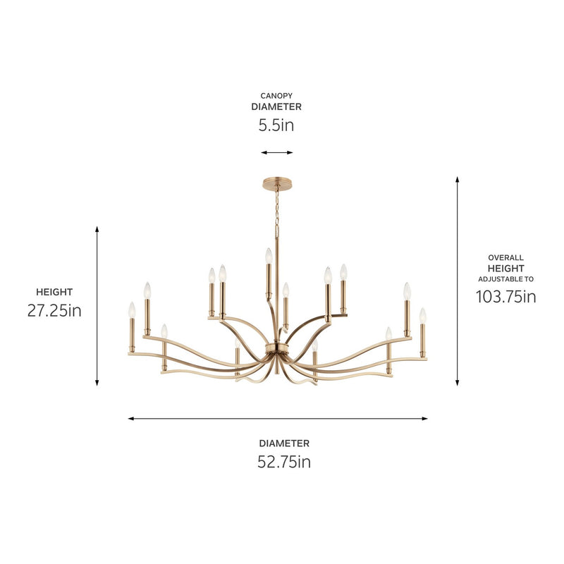 Kichler 52698CPZ 14 Light Chandelier, Champagne Bronze (6)