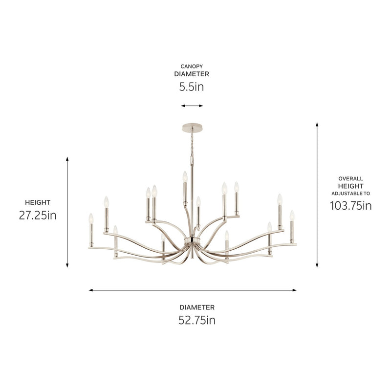 Kichler 52698PN 14 Light Chandelier, Polished Nickel (6)