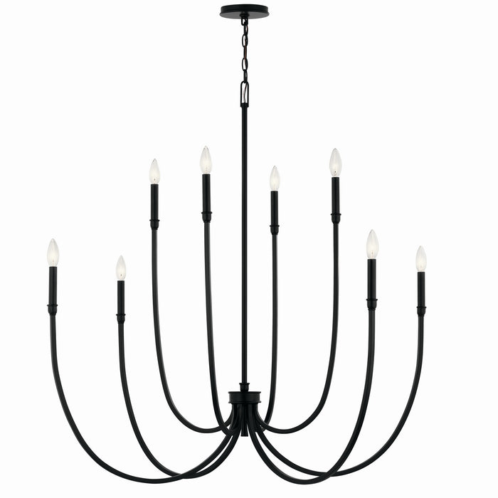 Kichler 52699BK Eight Light Foyer Chandelier, Black (4)
