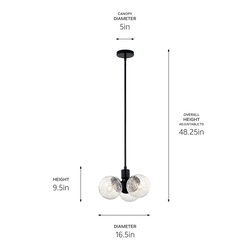 Kichler 52700BK Three Light Chandelier/Semi Flush, Black (5)