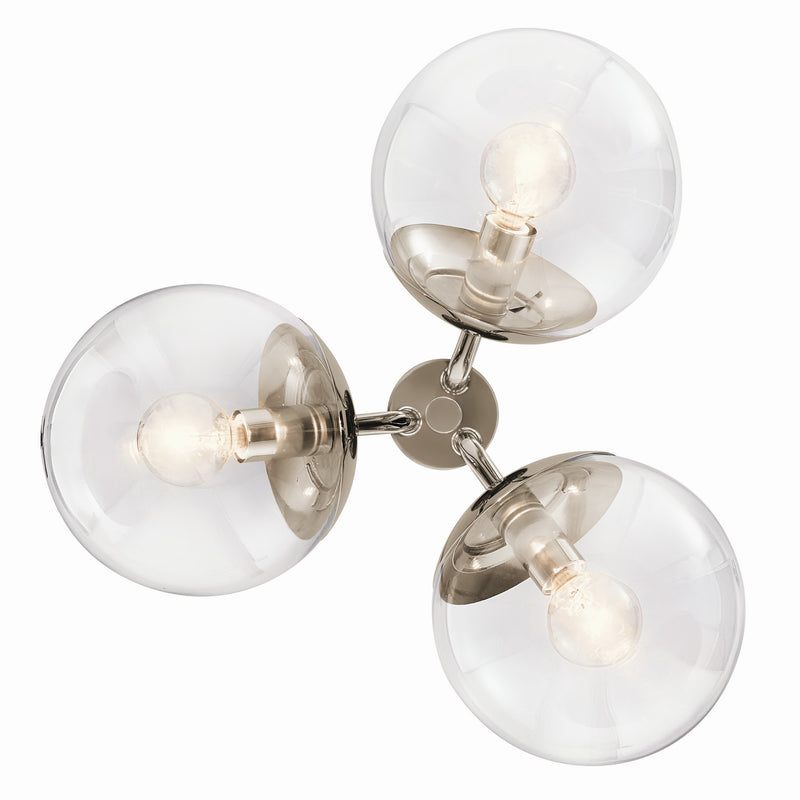 Kichler 52700PNCLR Three Light Chandelier/Semi Flush, Polished Nickel (4)