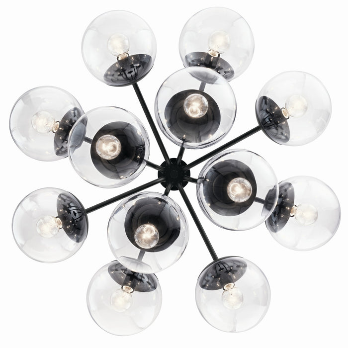 Kichler 52701BKCLR 12 Light Chandelier Convertible, Black (4)