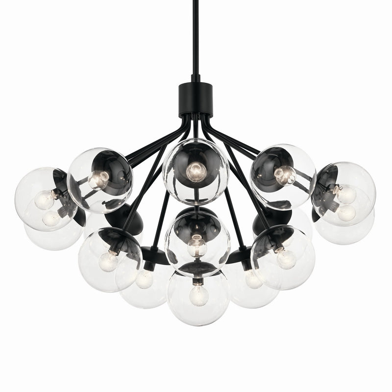 Kichler 52702BKCLR 16 Light Chandelier Convertible, Black (2)
