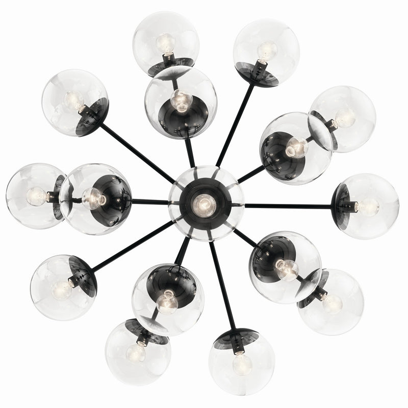 Kichler 52702BKCLR 16 Light Chandelier Convertible, Black (4)