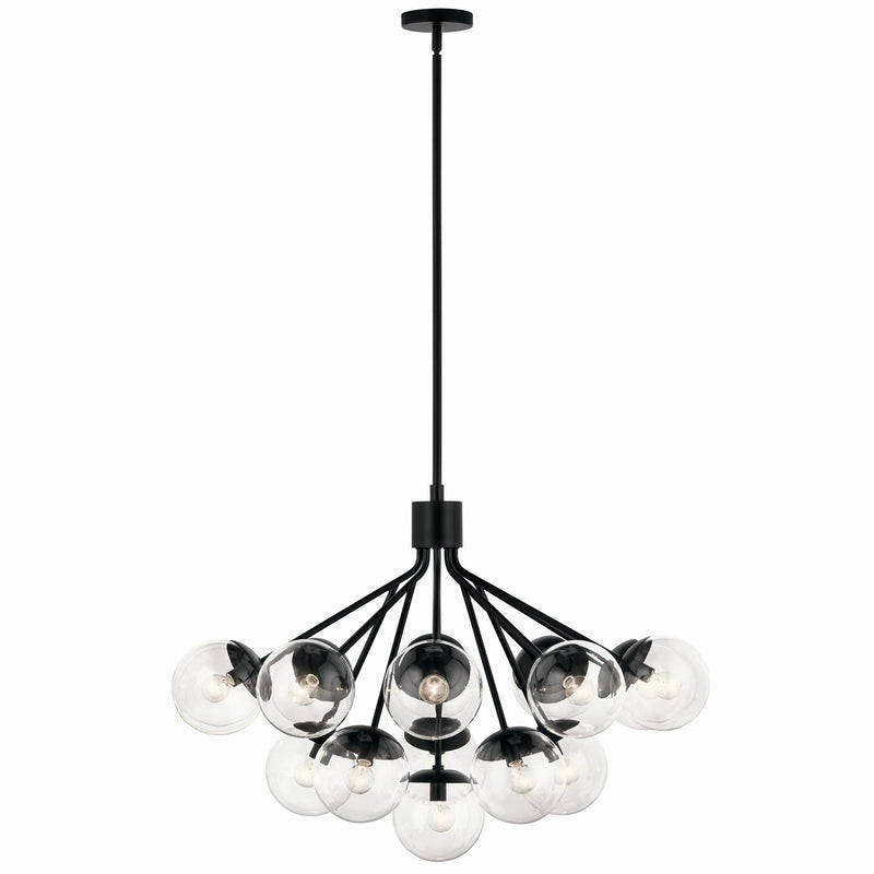 Kichler 52702BKCLR 16 Light Chandelier Convertible, Black (5)