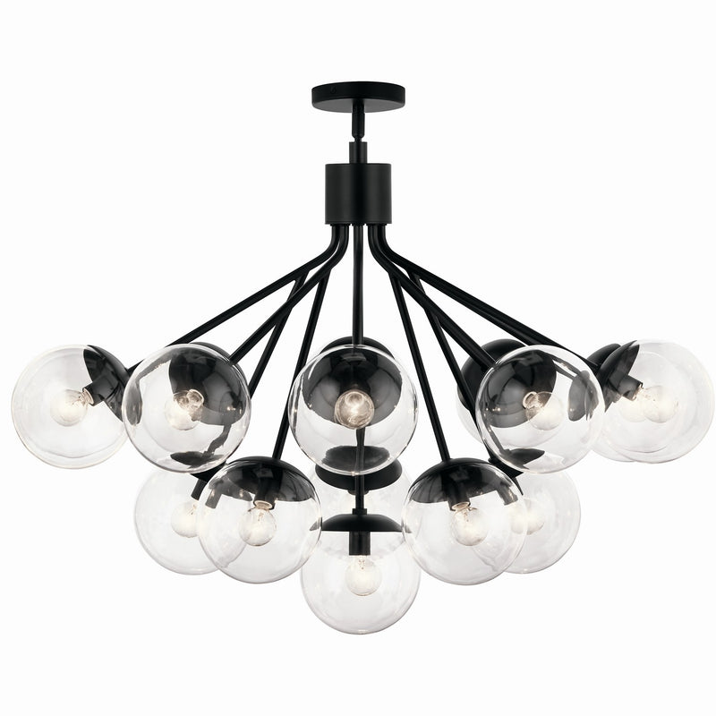 Kichler 52702BKCLR 16 Light Chandelier Convertible, Black (6)