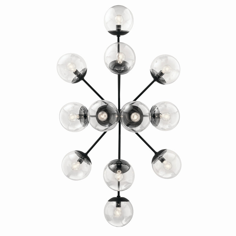Kichler 52703BKCLR 12 Light Linear Chandelier Convertible, Black (4)