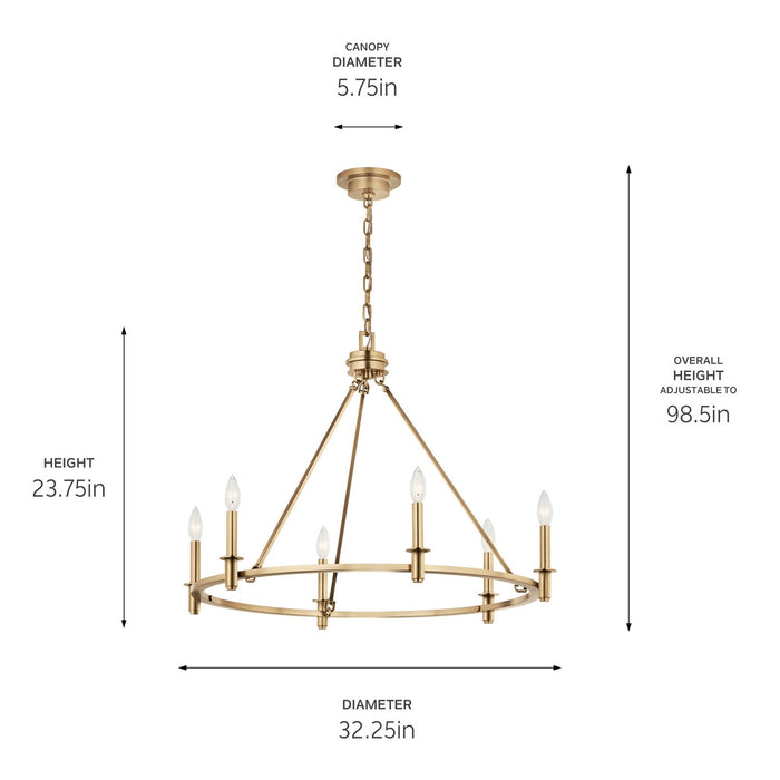 Kichler 52705CPZ Six Light Chandelier, Champagne Bronze (6)