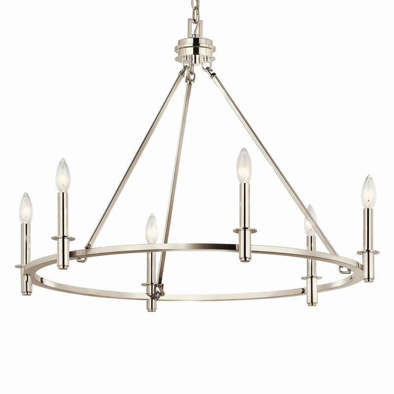 Kichler 52705PN Six Light Chandelier, Polished Nickel (2)