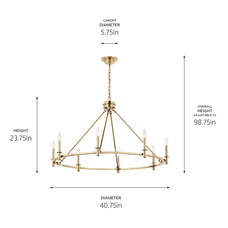 Kichler 52706CPZ Eight Light Chandelier, Champagne Bronze (4)