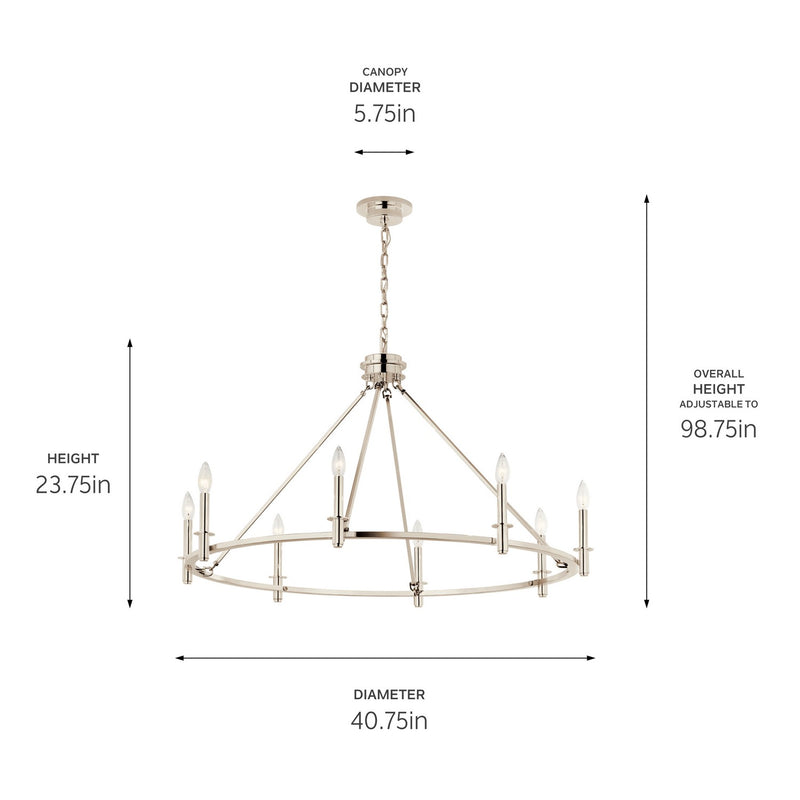 Kichler 52706PN Eight Light Chandelier, Polished Nickel (4)